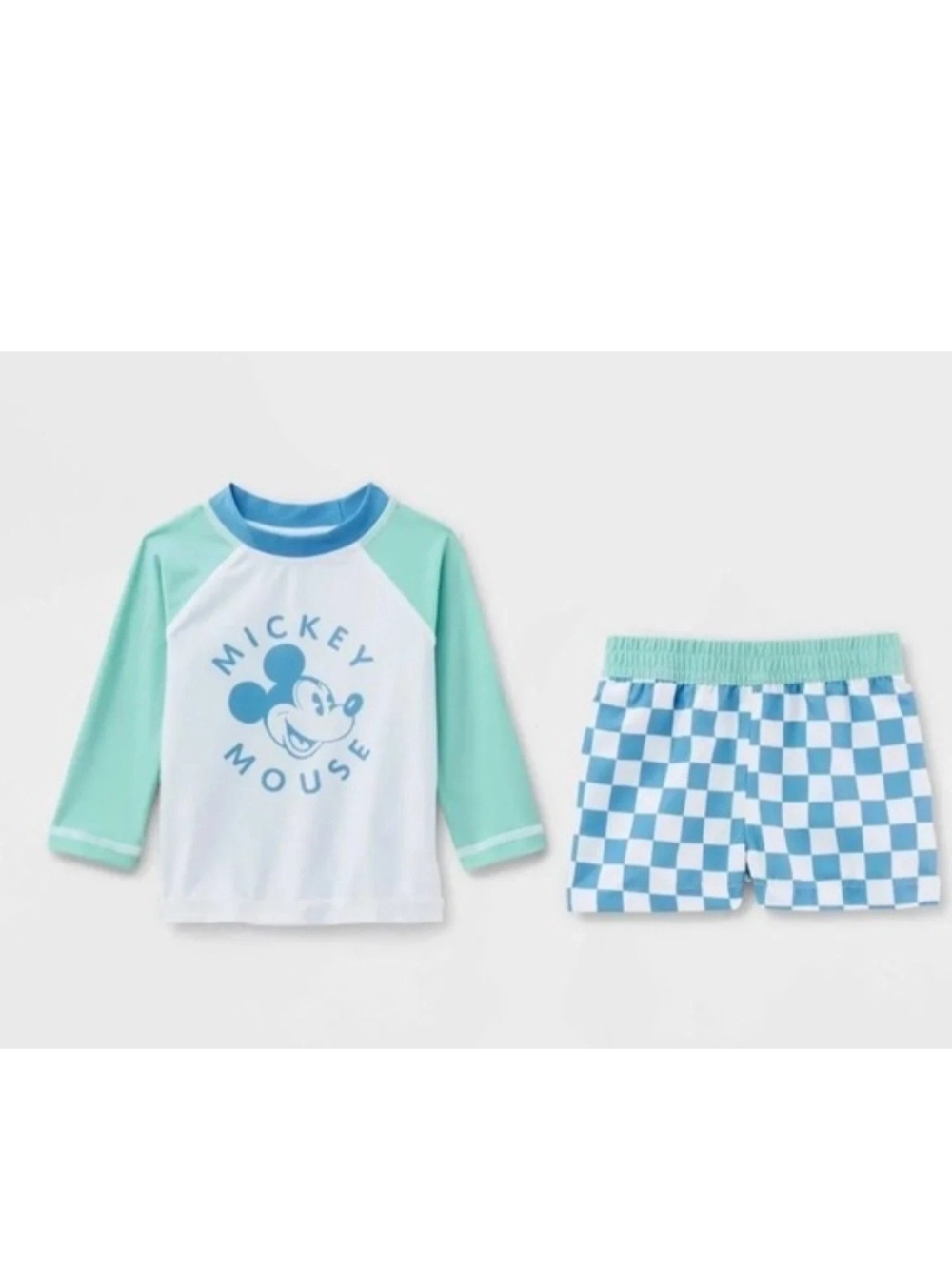Disney Baby Mickey Mouse Blue White 2 Piece Swimsuit Bathing Suit Boys 9 Months